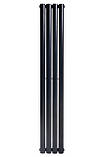 Вертикальний дизайнерський радіатор опалення ARTTIDESIGN Rimini II 4/1500/236/50 чорний матовий, фото 4