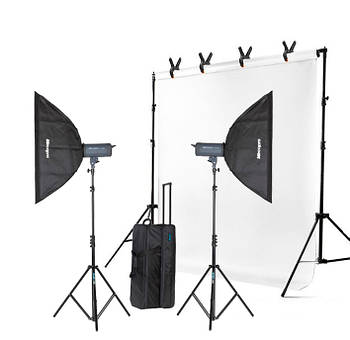 1,2 кДж Набір "Студія Mircopro EX-600SRF Softbox Backround-V" — спалах 600Дж із софтбоксами, фон із тримачем