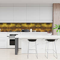 Стеклянное скинали для кухни Кухонный фартук (Узоры) Золотая металлическая мозаика SNLT-020
