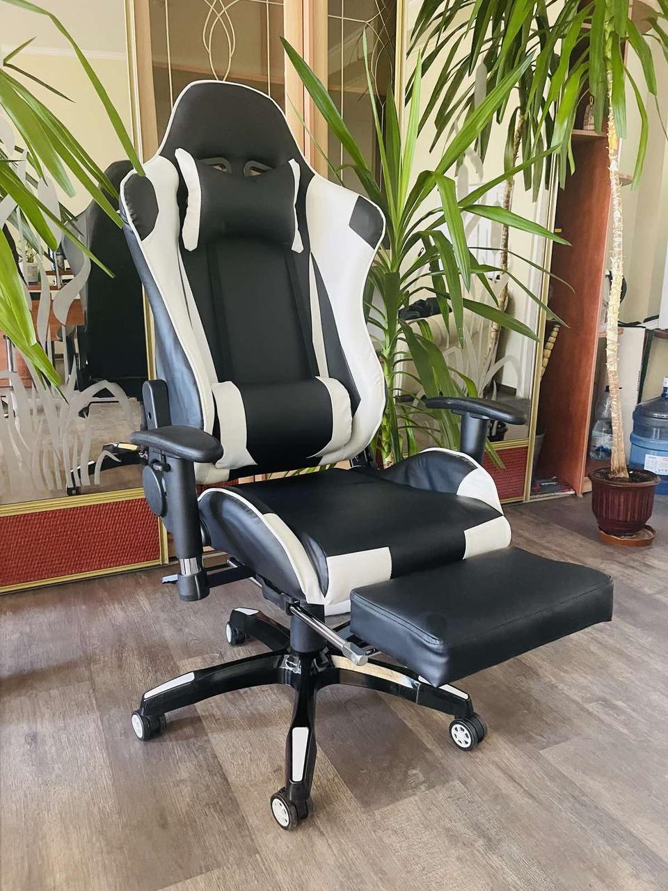 Крісло геймерське професійне VECOTTI RF-901-2 Чорно-біле, фото 1