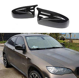 Накладки на дзеркала BMW X5 E70 тюнінг лопухи (чорний глянець)