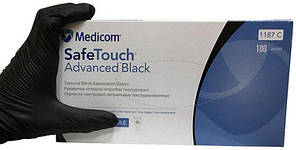 Рукавички нітрилові MEDICOM SafeTouch® Advanced Чорні (100 шт./пач.) розмір S