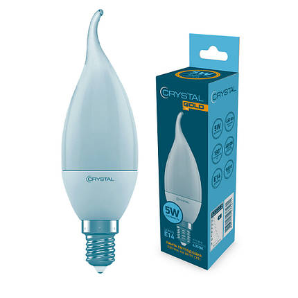 Лампа світлодіодна свічка на вітрі Crystal Gold C37 5W E14 4000K алюмопластиковий корпус (С37-022), фото 2