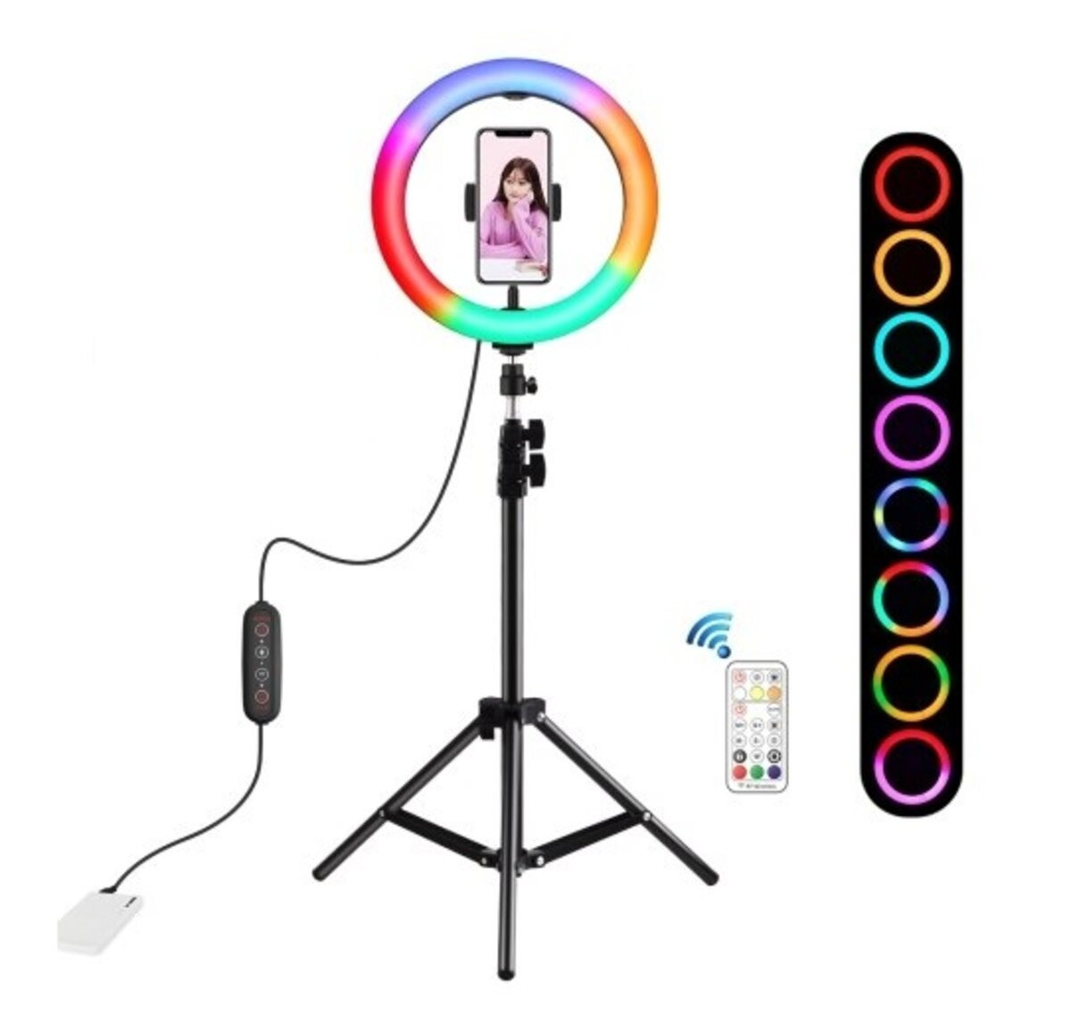 26 см Кільцеве світло (20 W) Puluz RGBWW Ring Light + стійка, 3200 — 6500 К, фото 1