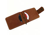 Затиск для грошей шкіряний GS коньячного рудого кольору, фото 3