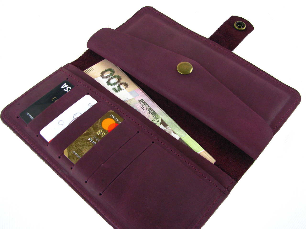 Жіночий шкіряний гаманець GS бордовий
