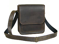 Мужская кожаная сумка через плечо коричневая , сумка кросс боди натуральная кожа коричневая GS 23*21*6 см
