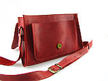 Стильна жіноча шкіряна сумка через плече червона 17х25х6 см, фото 3