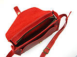 Стильна жіноча шкіряна сумка через плече червона 17х25х6 см, фото 4