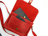 Стильна жіноча шкіряна сумка через плече червона 17х25х6 см, фото 5