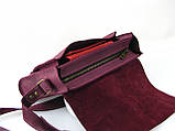Модна жіноча шкіряна сумка через плече бордова 17х25х6 см, фото 5