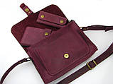 Модна жіноча шкіряна сумка через плече бордова 17х25х6 см, фото 6