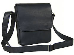 Чоловіча шкіряна сумка через плече чорна, сумка крос-боді натуральна шкіра GS 23*20*5 см чорна