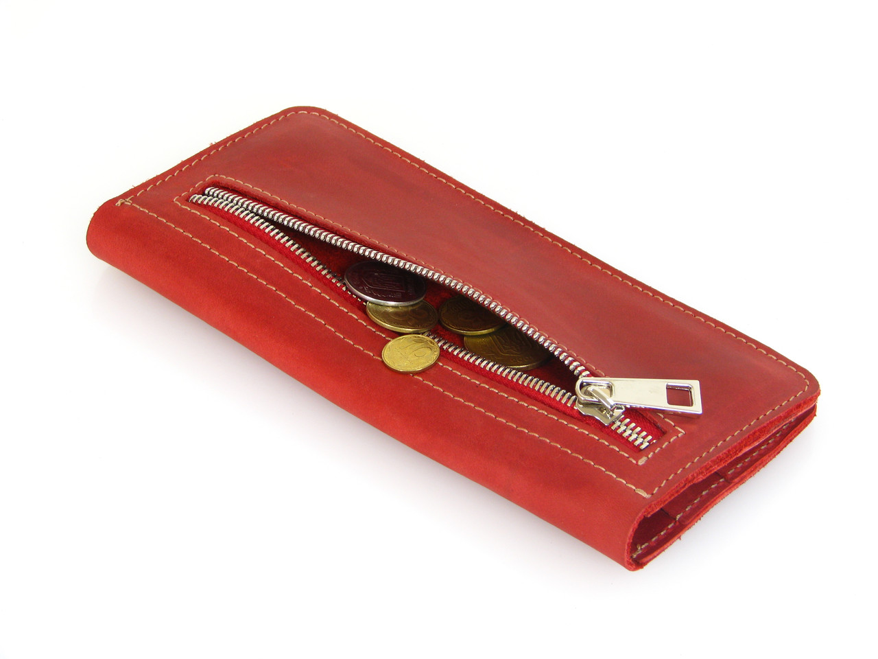 Жіночий шкіряний гаманець купюрник GS червоний, фото 1