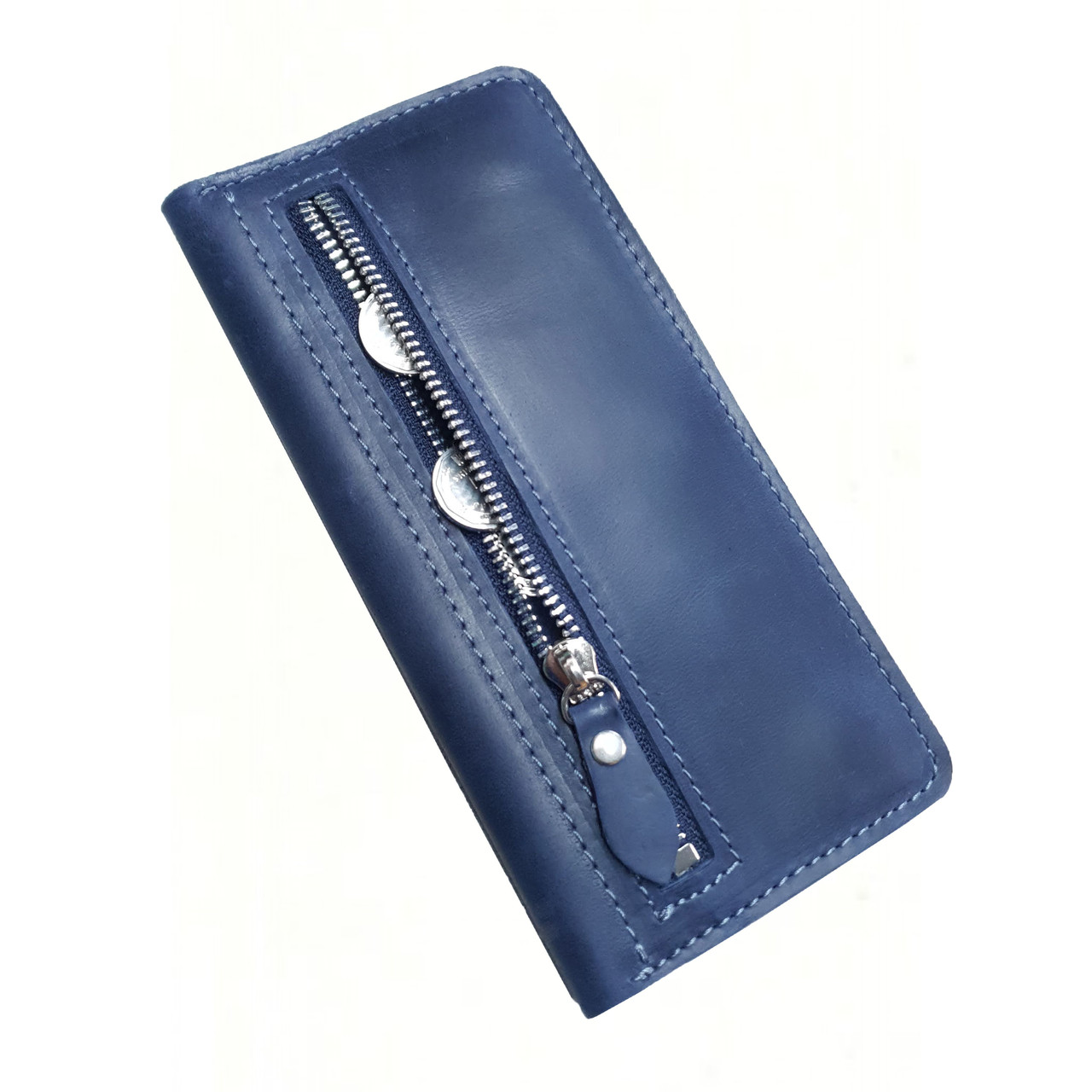 Мужской кожаный кошелек GS купюрник синий - фото 1 - id-p1525035561