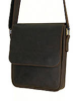 Чоловіча шкіряна сумка через плече коричнева 23*20*5 см, чоловіча сумка з натуральної шкіри коричнева