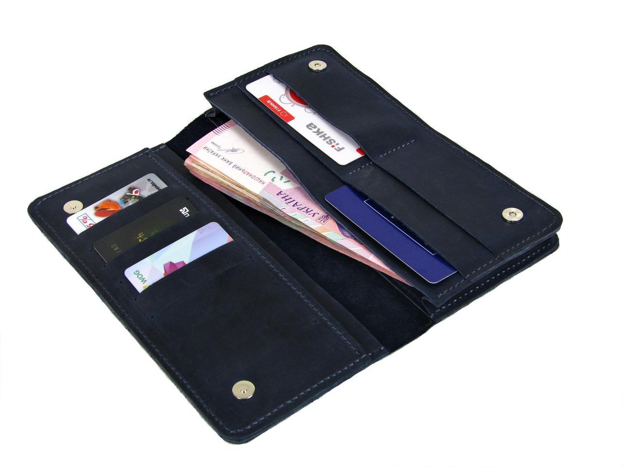 Мужской кошелек клатч GS кожаный синий - фото 1 - id-p1525035580