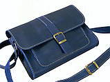 Жіноча сумка через плече GS шкіряна синя, фото 5