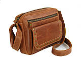 Жіноча шкіряна сумка через плече крос боді коньячна 19х25х6 см, фото 4