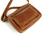 Жіноча шкіряна сумка через плече крос боді коньячна 19х25х6 см, фото 5