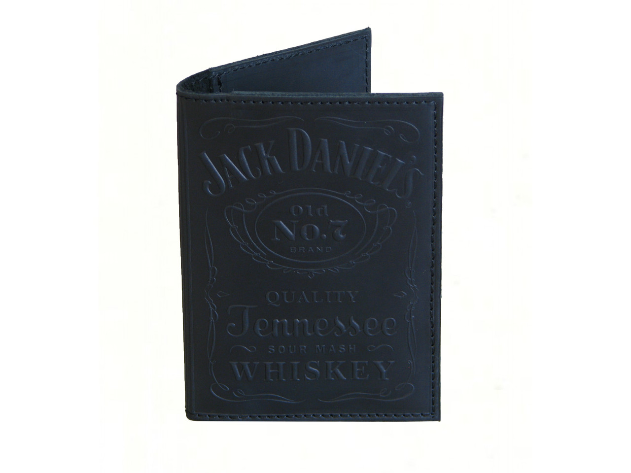 Шкіряна обкладинка для паспорта GS з тисненням "Jack Daniels" чорна