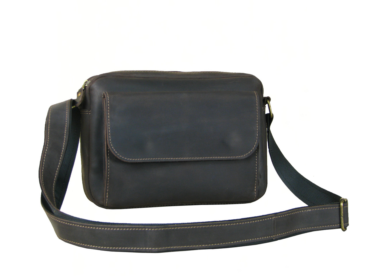 Чоловіча сумка крос-боді GS шкіряна 19*25*5 см коричнева, фото 1