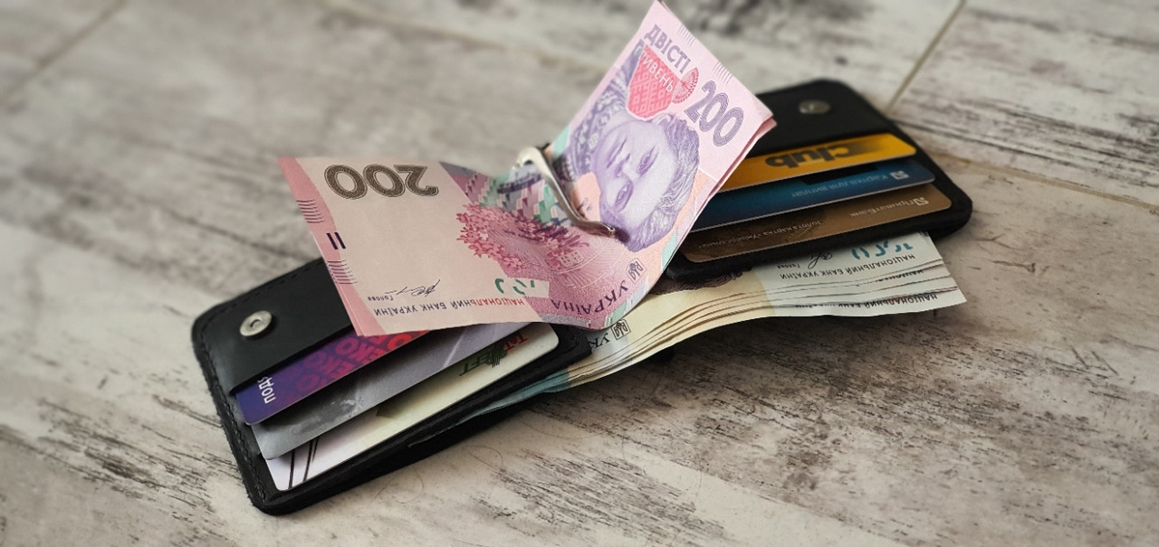 Чоловічий шкіряний гаманець з затиском GS 8.5*12.5 см чорний