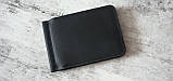Шкіряний затиск для грошей з монетницейю GS 8.5*12.5 см чорний, фото 3