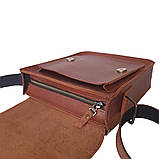 Чоловіча шкіряна сумка GS 23*20*6 см коньячна, фото 3