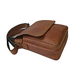 Чоловіча містка сумка GS шкіряна 28*24*7 см коньячна, фото 4