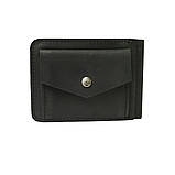 Шкіряний затиск для грошей з монетницейю GS 8.5*12.5 см чорний, фото 5