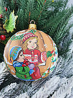 Елочный шар из стекла с ручной росписью Дети Ретро стиль
