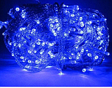 Гірлянда на прозорому кабелі 200 LED 6 м кольорова, біла, синя, штора гірлянда на вікно, новорічна гірлянда, фото 4
