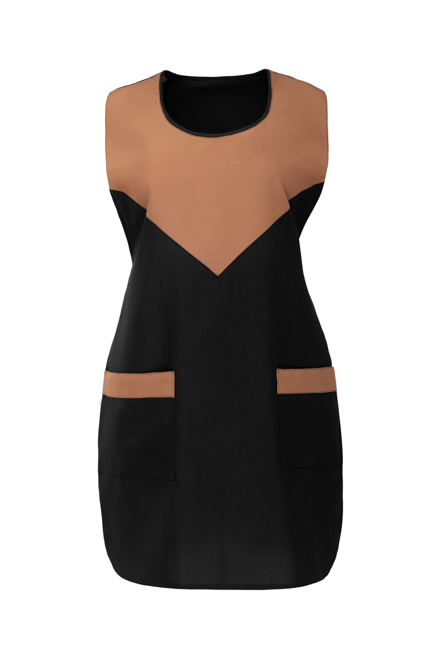 Фартух-сарафан для продавця/прибиральниці "Трикутник", подвійний габардин, професійна уніформа темний беж