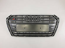 Решітка радіатора Audi A4 2015-2019год Сіра з хромом (в стилі S-Line)