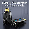 Конвертер перехідник Vention HDMI - VGA Конвертор з 3.5 mm Audio роз'ємом aux Black (AIDBO), фото 4