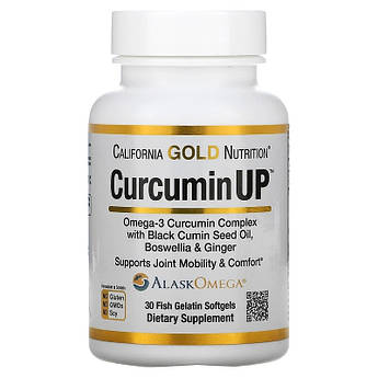 Комплекс з куркуміном та Омега-3 California Gold Nutrition CurcuminUP Omega-3 30 капсул з риб'ячого желатину