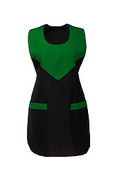 Фартух прибиральниці продавця касира подвійний габардиновий «Трикутник» чорний з зеленим