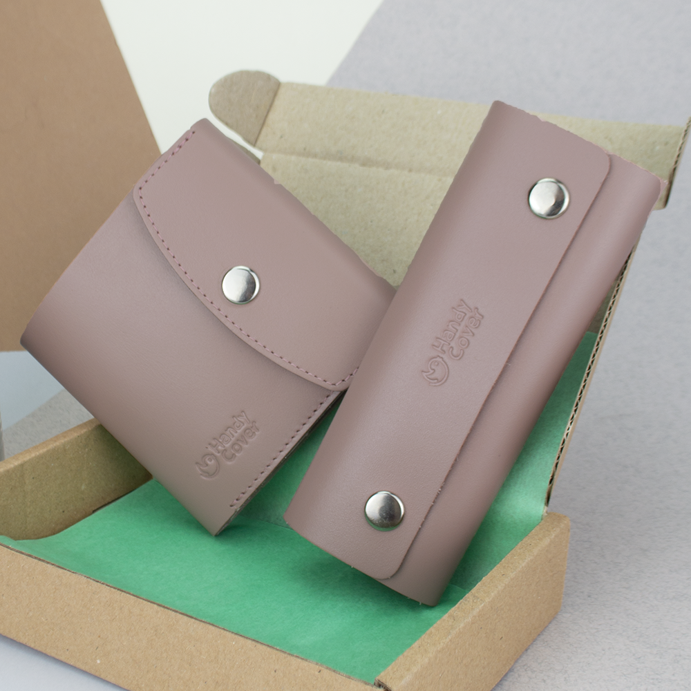 Подарунковий набір жіночий Handycover №48 (нюдовий) гаманець і ключниця, фото 1