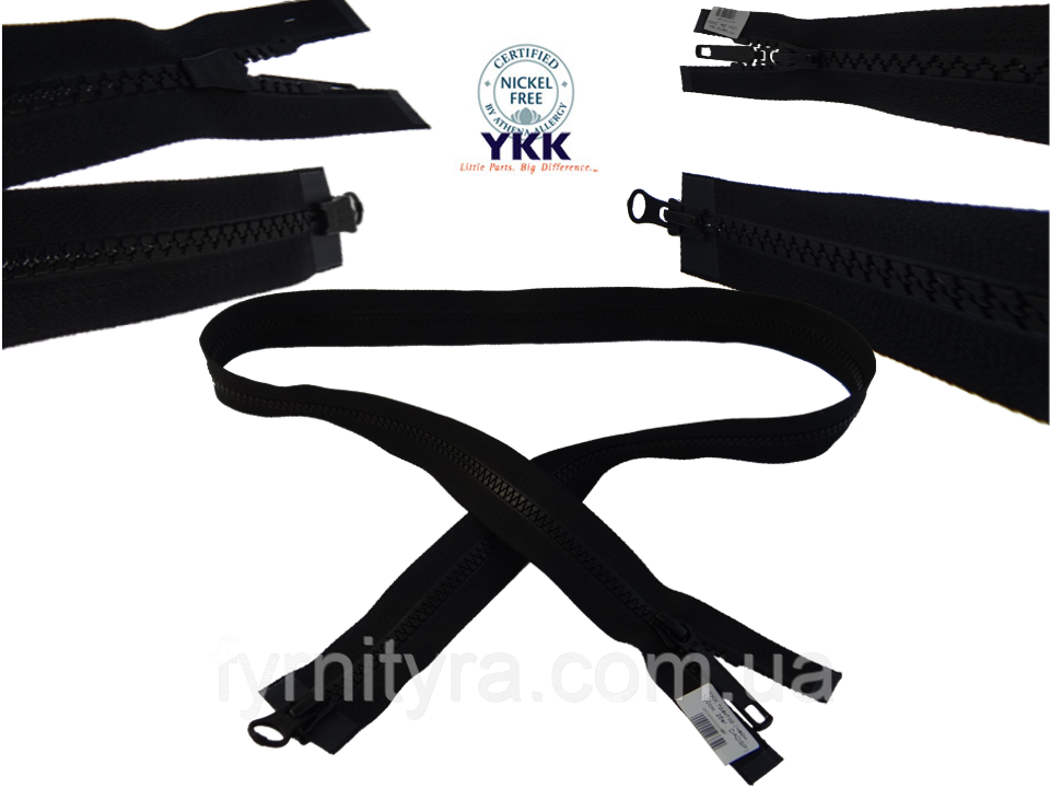 Блискавка трактор YKK 110 см чорна DADSP 2 бігунка, фото 1