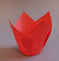 Одноразовая бумажная форма для капкейков тюльпан красный 10шт
