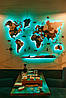 Деревянная карта мира на стену с подсветкой 250х150 см, фото 2