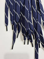 Шнурки плоский чехол поліестер 10мм синій+білий 1,25м