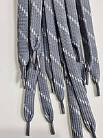 Шнурки плоский чехол поліестер 10мм сірий+білий 1,25м