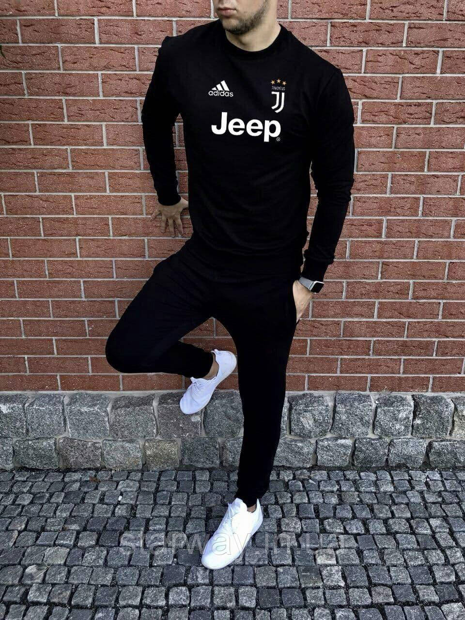 Футбольний спортивний чорний костюм adidas juventus jeep