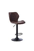 Барный стул B-103 шоколадный кожзам от Vetro Mebel на черной основе, стул визажиста