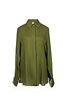 Рубашка женская теплая зеленая oversize WOOLBOOK