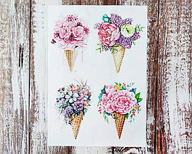 Декупажна карта А-4 "Квіткове морозиво". 1 шт