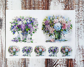 Декупажна карта А-4 "Бузок і гортензія в вазі". 1 шт