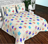 Постельное белье Кроватка комплект (150*100 см) Каникулы, звёзды Ранфорс Евро Стандарт Бежевый Цвет